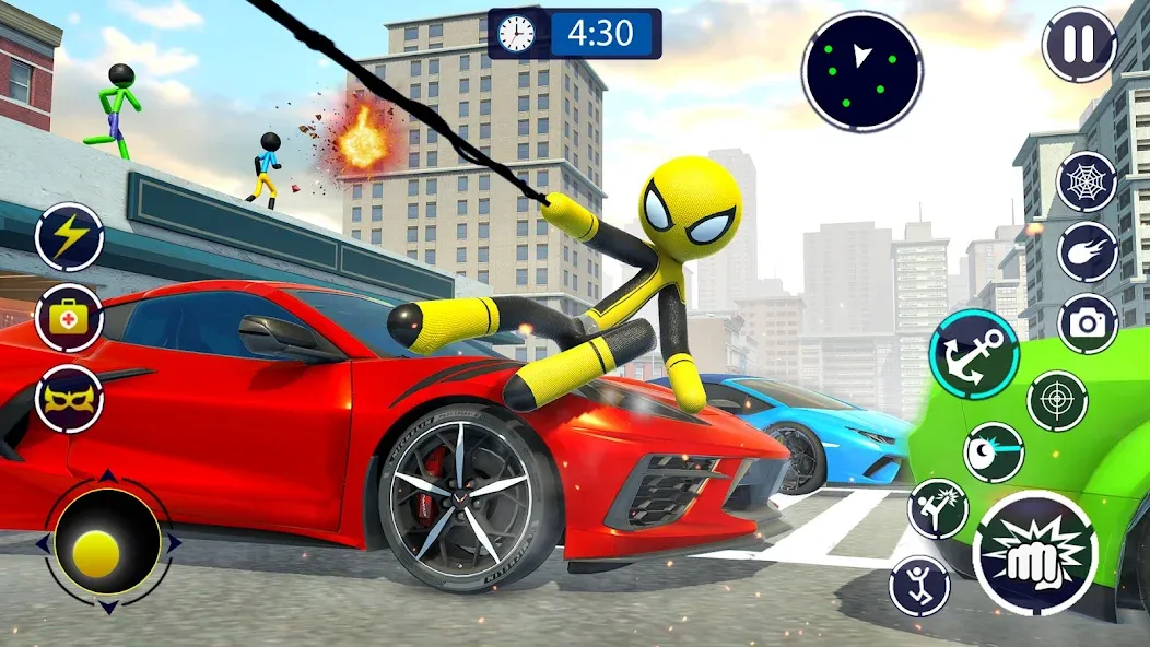 Spider Stickman Rope Hero Game [МОД: Много денег, Монет и Все открыто] Screenshot 1