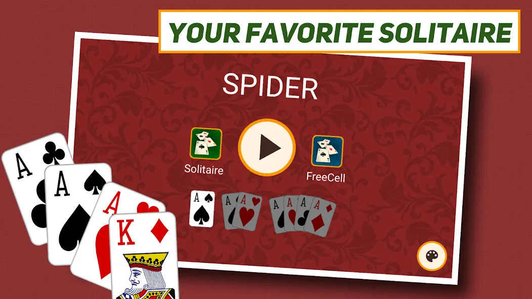Spider Solitaire: Classic [МОД: Много монет, Открытые уровни и Мега MOD] Screenshot 1