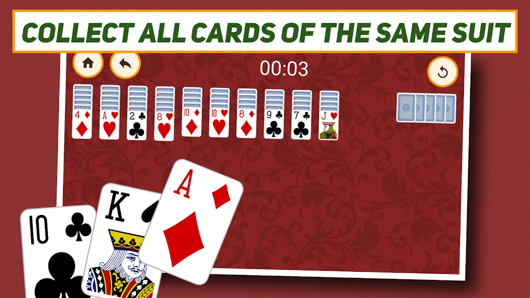 Spider Solitaire: Classic [МОД: Много монет, Открытые уровни и Мега MOD] Screenshot 3