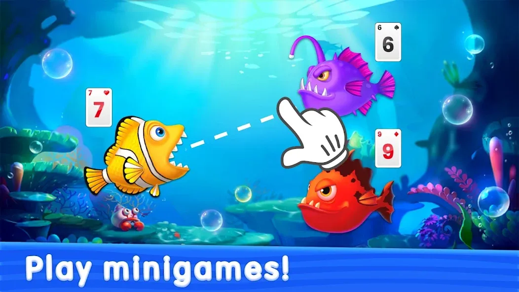 Solitaire TriPeaks: Aquarium (Солитер ТриПикс) [МОД: Бесконечные деньги, Монеты и Мега MOD] Screenshot 1
