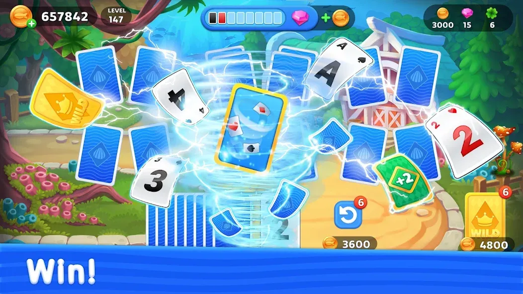Solitaire TriPeaks: Aquarium (Солитер ТриПикс) [МОД: Бесконечные деньги, Монеты и Мега MOD] Screenshot 5