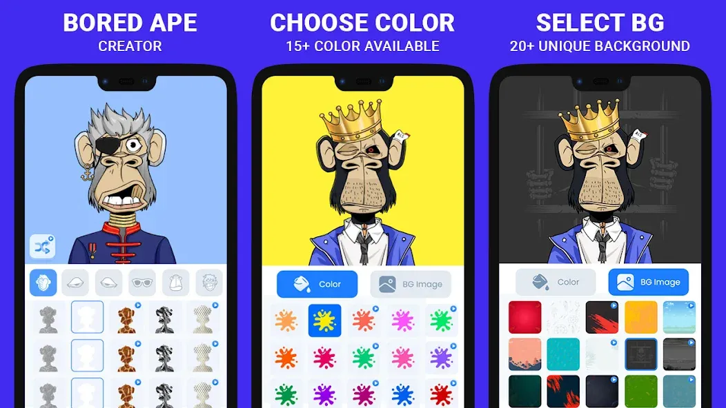 Bored Ape Maker - NFT Art (Боред Эйп Мейкер) [МОД: Меню, Бесконечные монеты и Открытые уровни] Screenshot 2