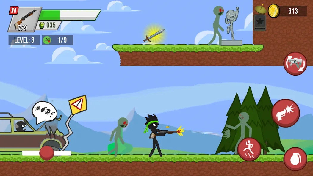 Stick vs Zombies (Стикмен против Зомби) [МОД: Все открыто, Дополнительные деньги и Меню MOD] Screenshot 1
