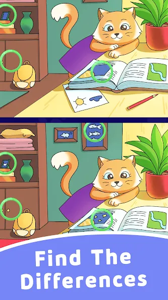 Find Differences: Cute Cats [МОД: Все открыто, Дополнительные деньги и Меню MOD] Screenshot 2