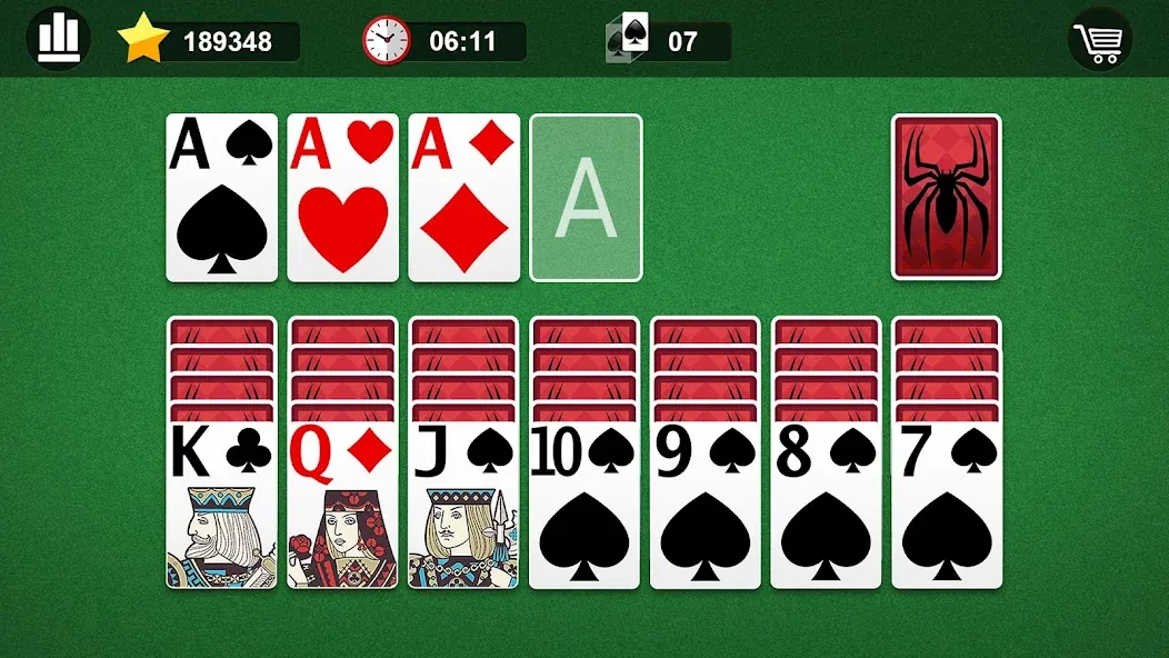 Spider Solitaire [МОД: Деньги, Монеты и Меню MOD] Screenshot 4