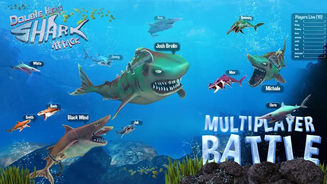 Double Head Shark Attack PVP [МОД: Деньги, Монеты и Меню MOD] Screenshot 4
