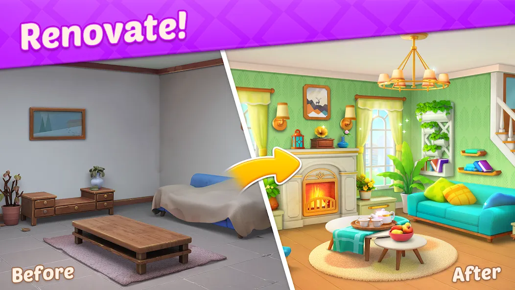 Design Diary - Match 3 & Home [МОД: Все открыто, Дополнительные деньги и Меню MOD] Screenshot 1
