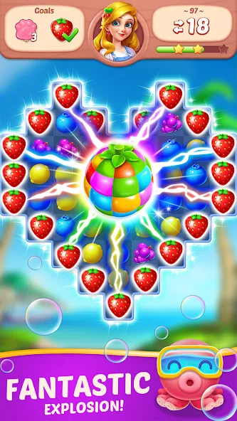 Fruit Diary - Match 3 Games [МОД: Все открыто, Дополнительные деньги и Меню MOD] Screenshot 2