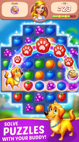 Fruit Diary - Match 3 Games [МОД: Все открыто, Дополнительные деньги и Меню MOD] Screenshot 4