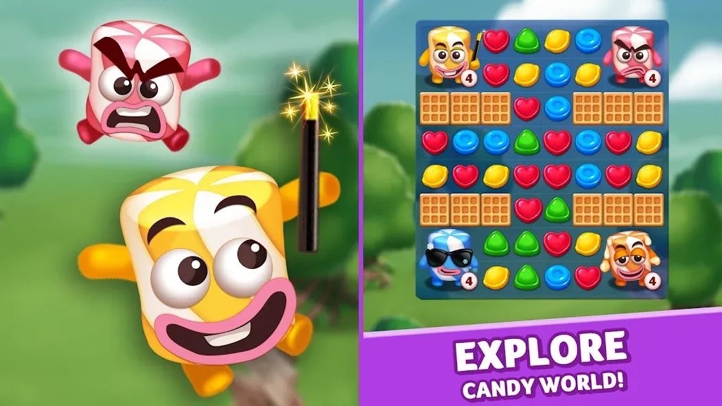 Lollipop & Marshmallow Match3 [МОД: Много монет, Открытые уровни и Мега MOD] Screenshot 1