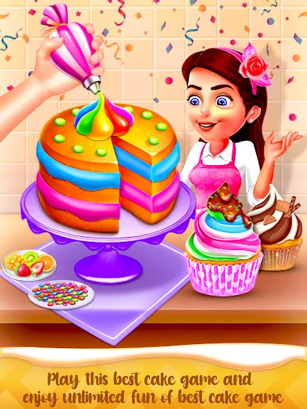 Cake Maker Cooking Cake Games (Кейк Мейкер кулинарные игры на приготовление тортов) [МОД: Много монет, Открытые уровни и Мега MOD] Screenshot 1