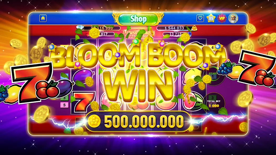 Bloom Boom Casino Slots Online (Блум Бум Казино Слоты Онлайн) [МОД: Меню, Бесконечные монеты и Открытые уровни] Screenshot 1