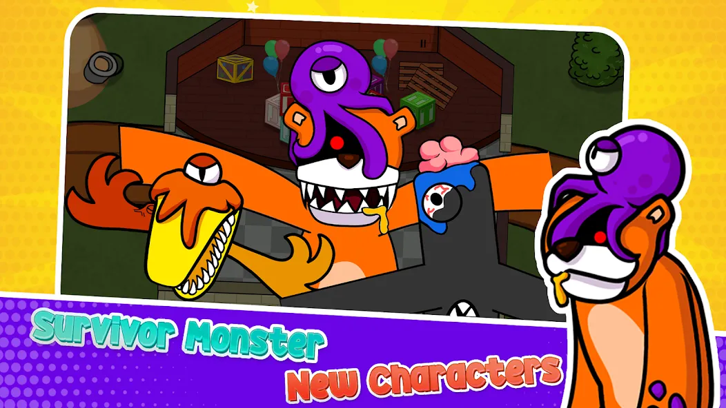 Survivor In Rainbow Monster (Сурвайвер Ин Рейнбоу Монстер) [МОД: Меню, Бесконечные монеты и Открытые уровни] Screenshot 1