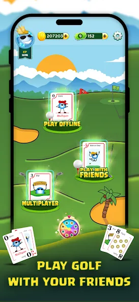 Play Nine: Golf Card Game (Плей Найн) [МОД: Меню, Бесконечные монеты и Открытые уровни] Screenshot 1