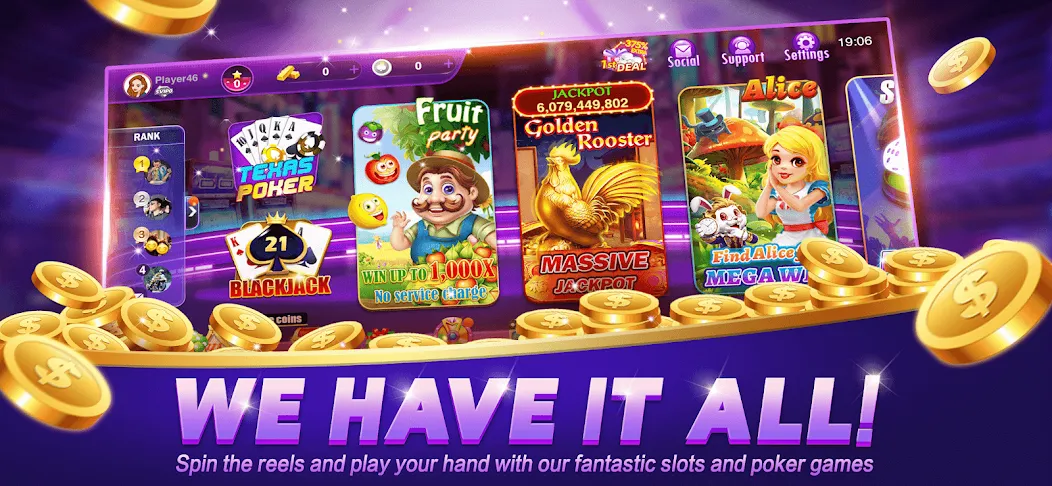 Happy Poker Slots (Хэппи Покер Слоты) [МОД: Все открыто, Дополнительные деньги и Меню MOD] Screenshot 1