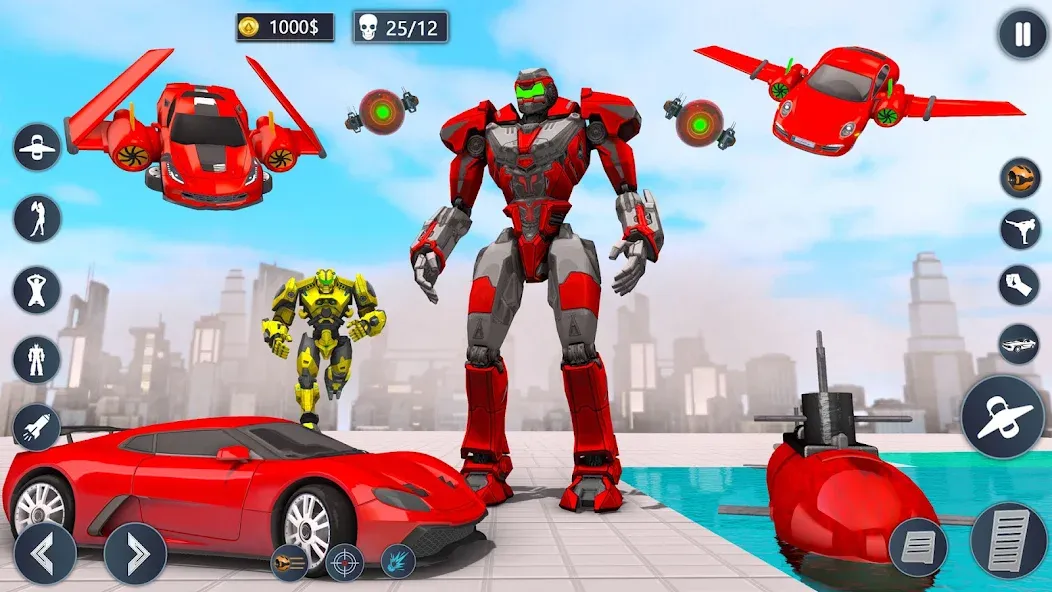Flying Car Robot Game Car Game [МОД: Много денег, Монет и Все открыто] Screenshot 4