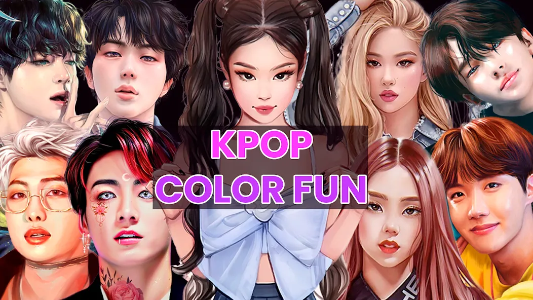 Kpop Paint by Numbers BT21 [МОД: Много монет, Открытые уровни и Мега MOD] Screenshot 1