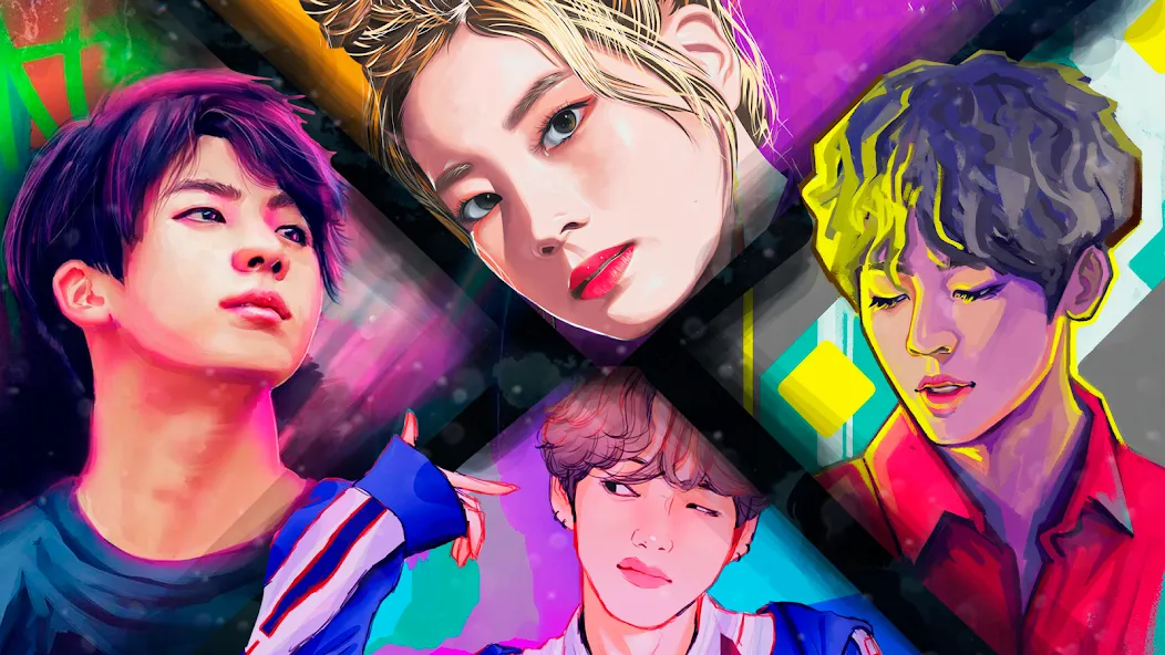 Kpop Paint by Numbers BT21 [МОД: Много монет, Открытые уровни и Мега MOD] Screenshot 2