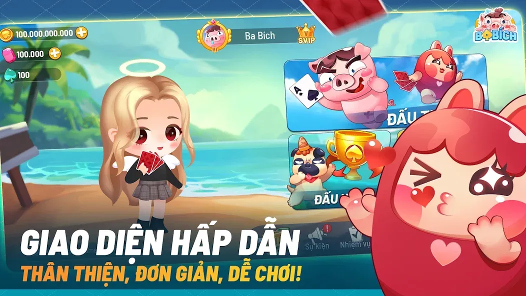 Ba Bich - Tien Len Mien Nam [МОД: Меню, Бесконечные монеты и Открытые уровни] Screenshot 1