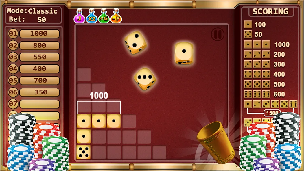 Farkle - Dice Game (Фаркл) [МОД: Много монет, Открытые уровни и Мега MOD] Screenshot 1