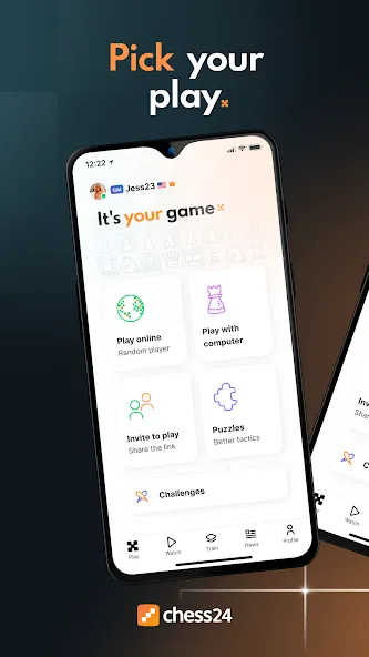 chess24 > Play, Train & Watch [МОД: Все открыто, Дополнительные деньги и Меню MOD] Screenshot 1