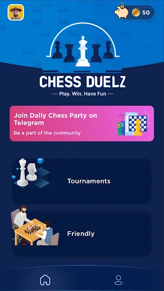 Chess Duelz - An esports app (Шахматный Дуэльз) [МОД: Все открыто, Дополнительные деньги и Меню MOD] Screenshot 1
