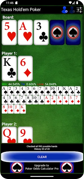 Poker Odds Calculator (Покер Оддс Калькулятор) [МОД: Меню, Бесконечные монеты и Открытые уровни] Screenshot 3