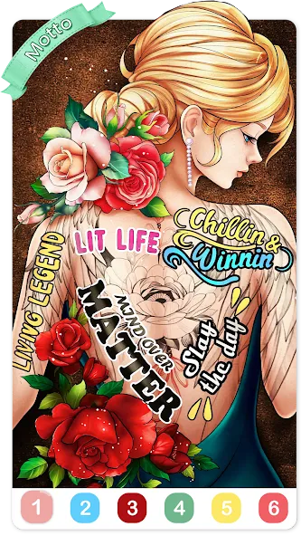Tattoo Coloring games [МОД: Деньги, Монеты и Меню MOD] Screenshot 5