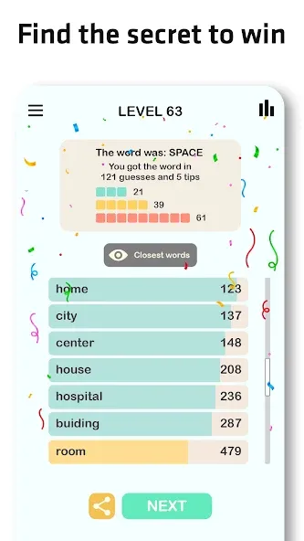 Contexto - Similar Word (Контекст) [МОД: Все открыто, Дополнительные деньги и Меню MOD] Screenshot 3