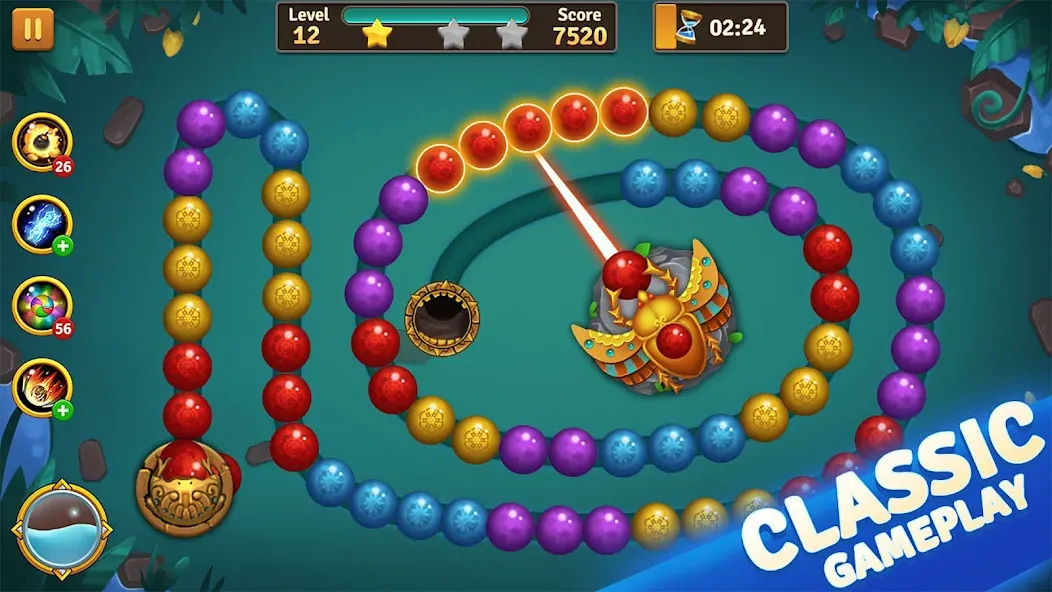 Jungle Marble Blast [МОД: Меню, Бесконечные монеты и Открытые уровни] Screenshot 1