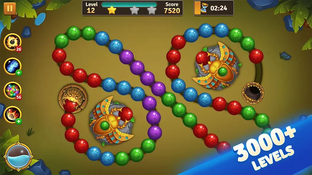 Jungle Marble Blast [МОД: Меню, Бесконечные монеты и Открытые уровни] Screenshot 3