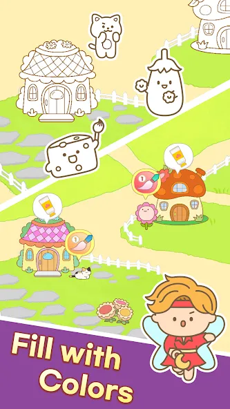 Color Town: My Lovely World (Цолор Таун) [МОД: Меню, Бесконечные монеты и Открытые уровни] Screenshot 5