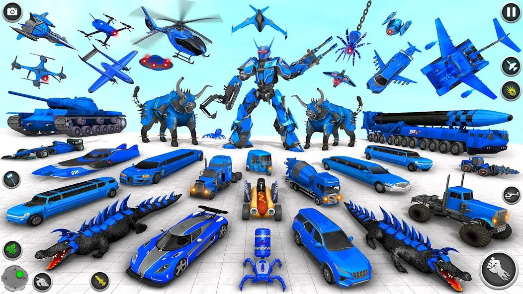 Bull Robot Car Game:Robot Game [МОД: Меню, Бесконечные монеты и Открытые уровни] Screenshot 2