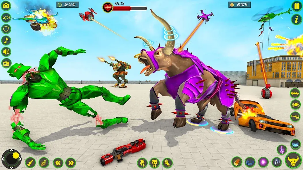 Bull Robot Car Game:Robot Game [МОД: Меню, Бесконечные монеты и Открытые уровни] Screenshot 3