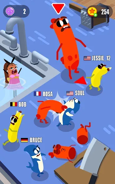 Sausage Wars.io [МОД: Бесконечные деньги, Монеты и Мега MOD] Screenshot 1