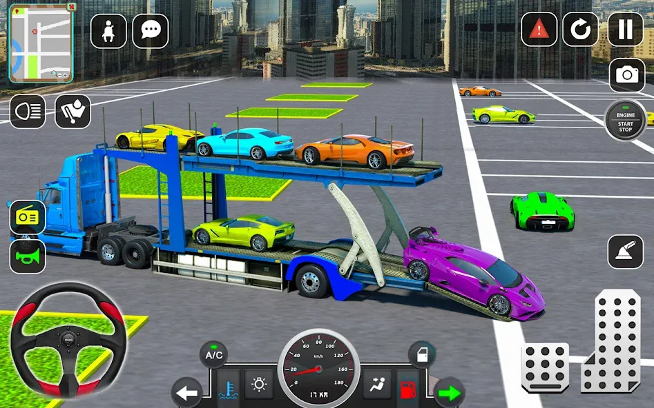 Trailer Truck Car Transport 3D [МОД: Деньги, Монеты и Меню MOD] Screenshot 3