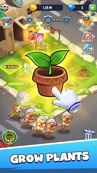 Merge Plants – Monster Defense (Мерж Плантс) [МОД: Меню, Бесконечные монеты и Открытые уровни] Screenshot 1