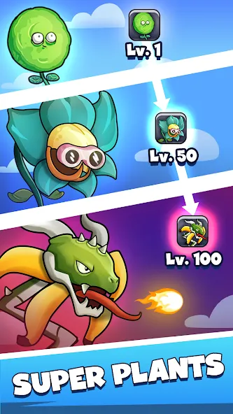 Merge Plants – Monster Defense (Мерж Плантс) [МОД: Меню, Бесконечные монеты и Открытые уровни] Screenshot 2