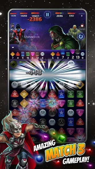 MARVEL Puzzle Quest: Hero RPG (Марвел Пазл Квест) [МОД: Много денег, Монет и Все открыто] Screenshot 1