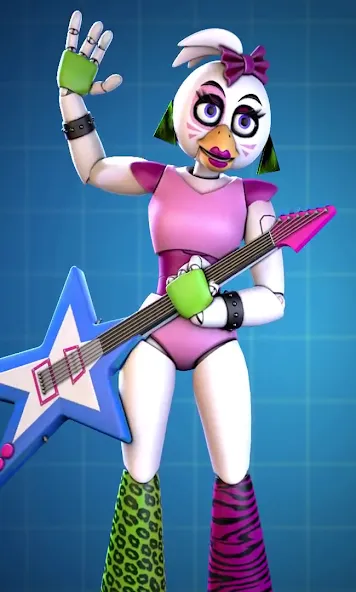 Glamrock Chica Workshop Glitch (Гламрок Чика Мастерская Глитч) [МОД: Меню, Бесконечные монеты и Открытые уровни] Screenshot 1