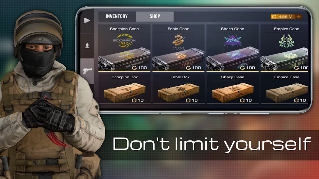 Case guns Simulator Standoff 2 [МОД: Меню, Бесконечные монеты и Открытые уровни] Screenshot 4