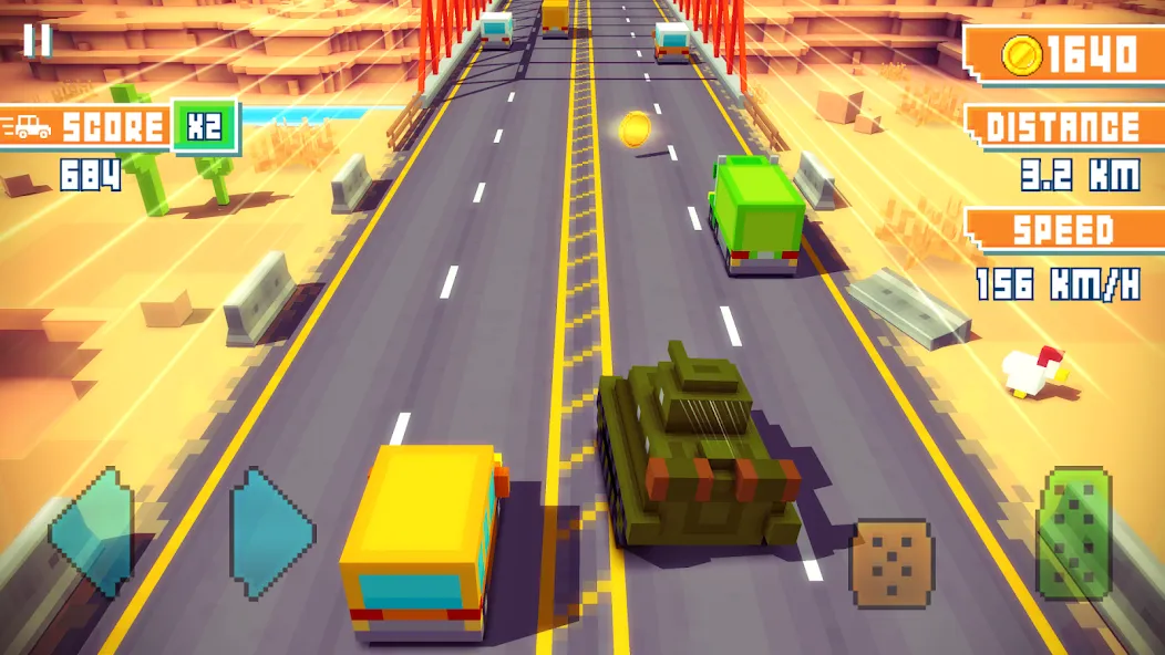 Blocky Highway: Traffic Racing (Блоки Хайвей) [МОД: Деньги, Монеты и Меню MOD] Screenshot 1