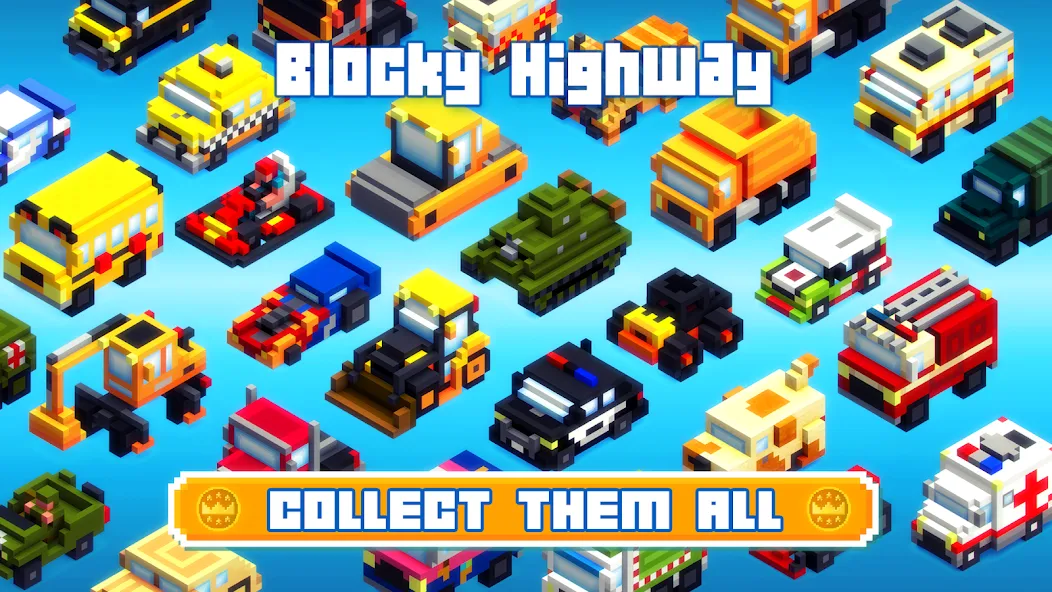 Blocky Highway: Traffic Racing (Блоки Хайвей) [МОД: Деньги, Монеты и Меню MOD] Screenshot 3