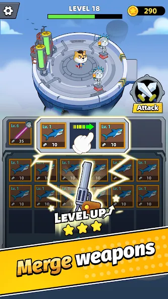 Merge Weapons：Air Island TD [МОД: Много монет, Открытые уровни и Мега MOD] Screenshot 2