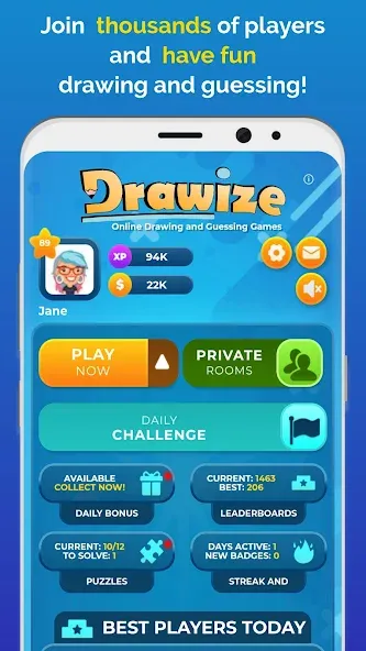 Drawize - Draw and Guess (Дравизе) [МОД: Меню, Бесконечные монеты и Открытые уровни] Screenshot 1