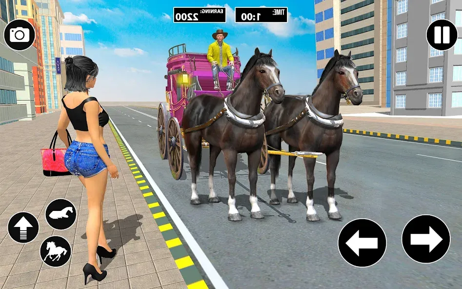 Horse Cart Taxi Transport Game [МОД: Много денег, Монет и Все открыто] Screenshot 1