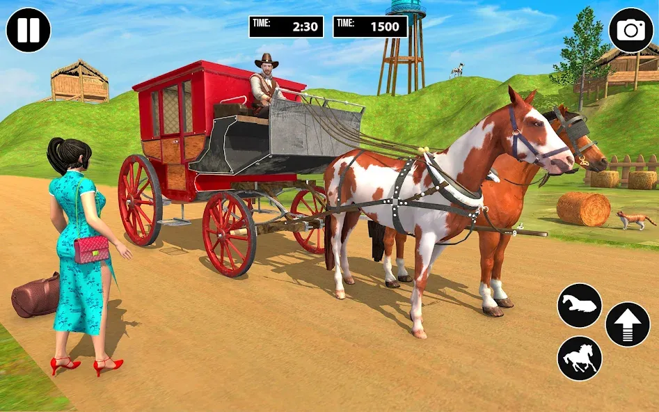 Horse Cart Taxi Transport Game [МОД: Много денег, Монет и Все открыто] Screenshot 5