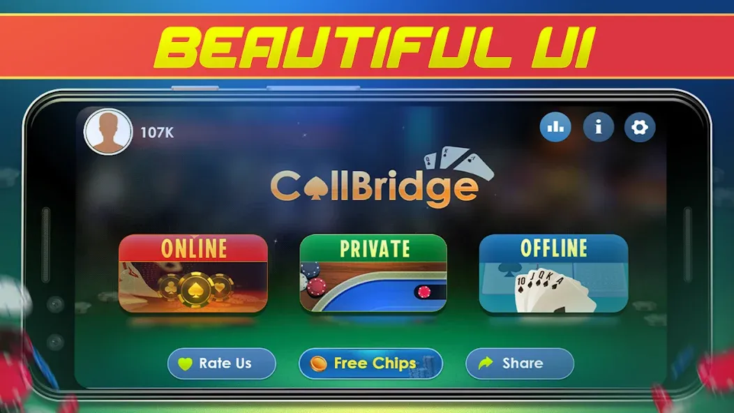 Call Bridge Card Game - Spades (Карточная игра Колл Бридж) [МОД: Все открыто, Дополнительные деньги и Меню MOD] Screenshot 1
