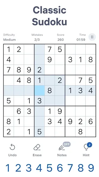 Sudoku.com - Classic Sudoku [МОД: Деньги, Монеты и Меню MOD] Screenshot 1