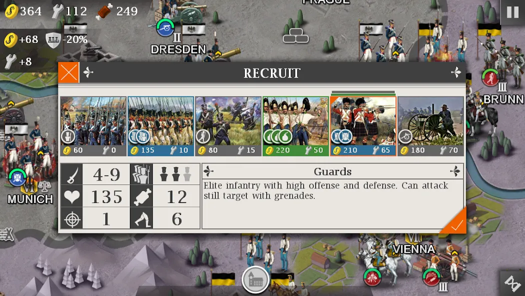 European War 4 : Napoleon (Европейская война 4) [МОД: Много монет, Открытые уровни и Мега MOD] Screenshot 2